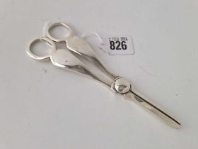 A Pair Of Grape Scissors Plain, 6" Long, London 1934, 113G