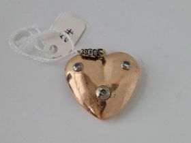 A Very Large Early Victorian Gold And Diamond Heart Pendant Boxed