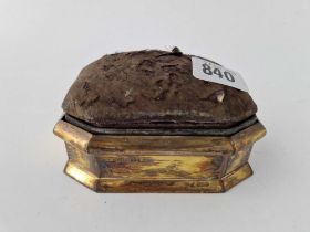 An Octagonal Silver Gilt Jewel Box With A Pin Cushion Cover, 4.5 Inches Wide, London 1911 By N&M