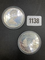 2 Cayman Island 25$ Coins, 35.5G Each