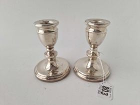 A Pair Of Candlesticks With Baluster Shaped Stems, 4 Inches High, Birmingham 1954