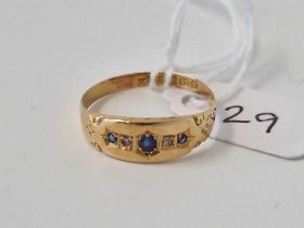 A Antique Edwardian Sapphire And Rose Diamond Five Stone Gypsy Set Ring Chester 1903 18Ct Gold