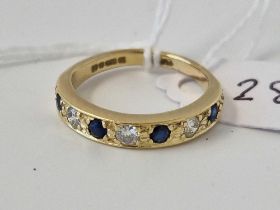 A Sapphire And Diamond Half Hoop Ring 18Ct Gold Size N