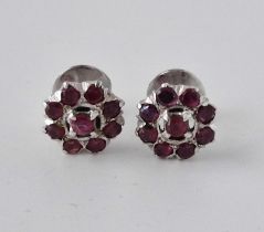 A Pair Of White Gold Ruby Earrings 18Ct Gold 3.5 Gms