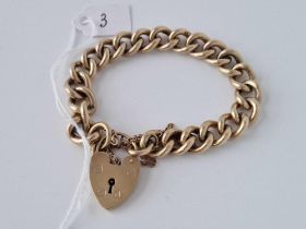 A Good Heavy Gold Bracelet With Padlock Clasp 9Ct 7 Inch 47.8 Gms