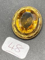 A Large Victorian Topaz Brooch With Cantenelle And Rope Twist Decoration In High Crat Missing Pin