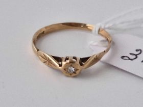 A Solitaire Diamond Ring 9Ct Size P 1.2 Gms