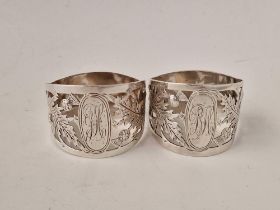 A Pair Of Thistle Decorated Pierced Napkin Rings, D-Shaped, Birmingham 1904, 57 G.