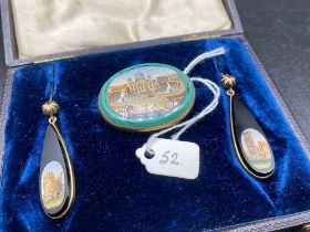 A Victorian Gold Micro Mosaic Brooch And Earrings In Fitted Box