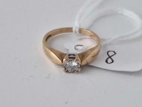 A Solitaire Diamond Ring 9Ct Size K 2.1 Gms