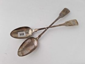 A Pair Of Georgian Fiddle Pattern Basting Spoons, London 1831 By Hh, 228G