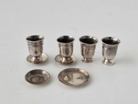 Miniature Silver Cups And Saucers (X4) 1/2" High