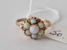 A pretty opal cluster ring, 9ct, size R