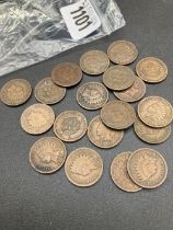 19 USA Indian Head 1 cent coins