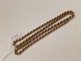 A ROPE LINK NECK CHAIN, 9ct, 24 inch, 12.7 g.