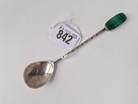 A decorative spoon with malachite, Sheffield 1982 by SL