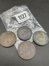 4 x copper pennies 1853, 1854, 1855, 1858
