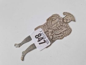 A sterling silver cut out bookmark with profile of Henry VIII, 4.5" high