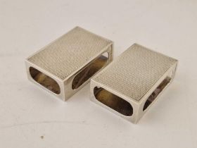 A pair of Matchbox holders engine turned, 1 3/4" wide, Birmingham 1936