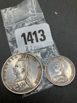 Half crown 1889 + shilling better grade