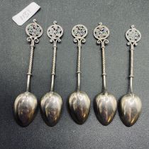 A group of five Continental pique-a-jour decorated coffee spoons