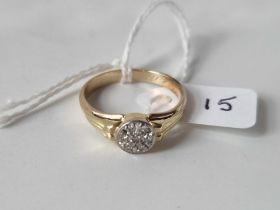1930’s Gold Diamond cluster ring, marked 1932 in shank, 3.6g, size S