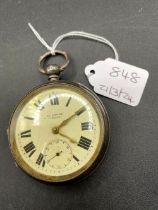 A gents large silver pocket watch by J STONE LEEDS with seconds dial