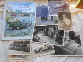 MOTOR RACING AUTOGRAPHS 2 photos signed Ken Wharton, 1 signed photo Juan Fangio, 1 signed photo