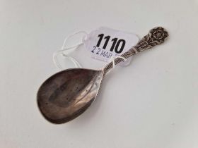 A caddy spoon with Rose decorated top, Birmingham 1957 by AC & S