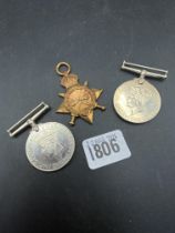 A 1914/5 Star to WF Woodward E Surrey reg and two 1936/45 medals