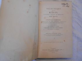 LANE, E.W. Selections From the Kur-an... 1843, London, 8vo orig. cl. rebacked with fr. hinge
