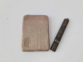 A match case holder 1929 and a flower engraved pencil holder, Birmingham 1907