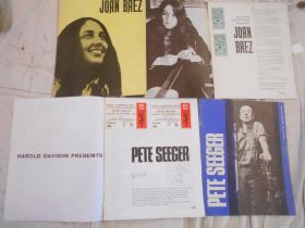 JOAN BAEZ concert programmes 1965 & 67, plus PETE SEEGER concert programmes 1965 & 66 (4)
