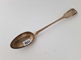A Georgian fiddle pattern basting spoon, 12" long, London 1829 by WE, 127g