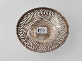A pierced circular dish, 5 1/4" diameter, Sheffield 1917 by GH, 85g