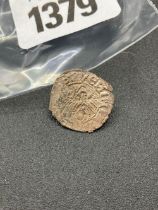Silver hammered Medieval crusade coin
