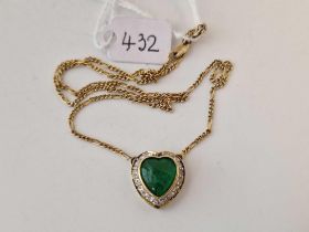 A silver gilt heart green pendant necklace