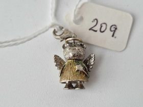 A silver angel teddy bear charm