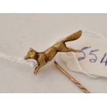 A Victorian fox topped stick pin, 15ct