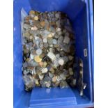 Large blue box of world coins Very Heavy