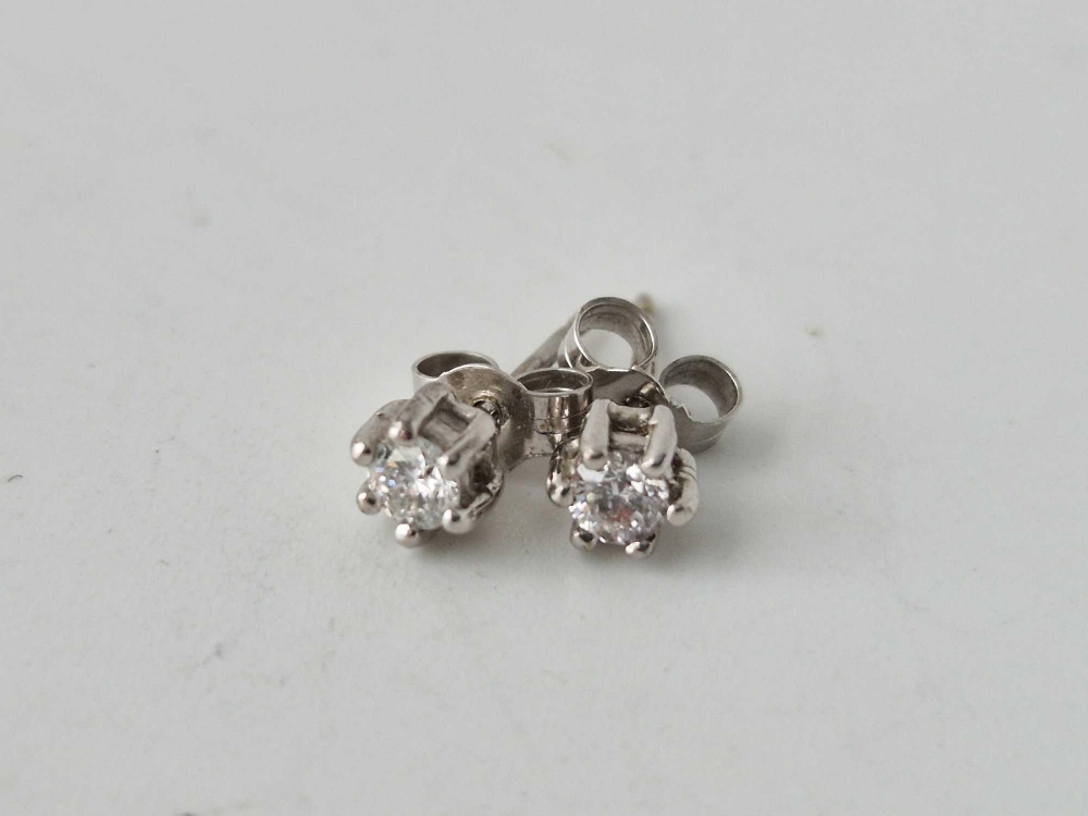 A pair of diamond stud 9ct white gold earrings & a pair of cluster earrings - Image 2 of 3