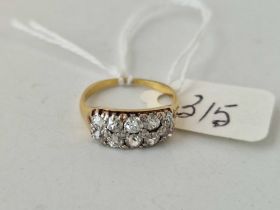 A DOUBLE ROW DIAMOND 18CT GOLD RING SIZE J