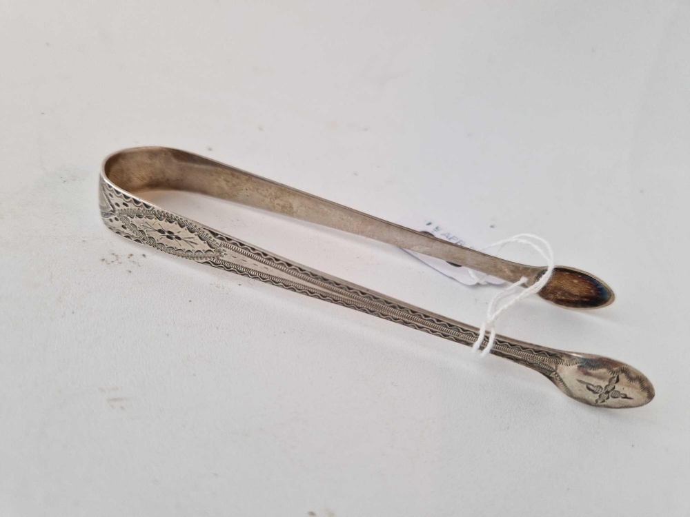 A pair of Georgina bright cut sugar tongs - Image 3 of 3