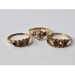 THREE DAMAGED ANTIQUE RINGS, 18ct, x2 size P and x1 size R, 6.8 g inc