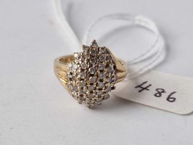 A 0.5ct diamond cluster ring, 9ct, size H, 4 g