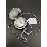 A unusual gents RUSSIAN metal pocket watch by MOLNIJA with marine picture to rear with metal