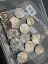 Ten 50p coins, 4 x £1 coins good grade