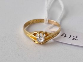 Antique 18ct single stone diamond gypsy ring, hallmarked London 1915, size T, 2.5g