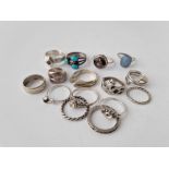 Fifteen silver rings, 44 g