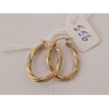 A pair of tri colour gold earrings, 18ct, 1.6 g